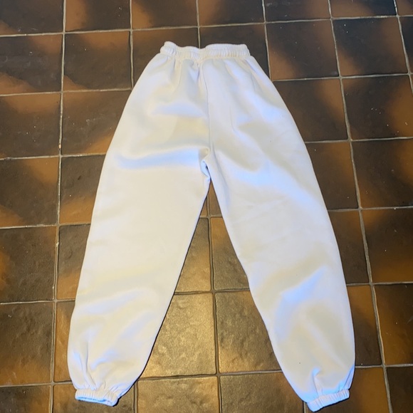 high rise fitted waist white sweats - never worn! - Picture 2 of 3